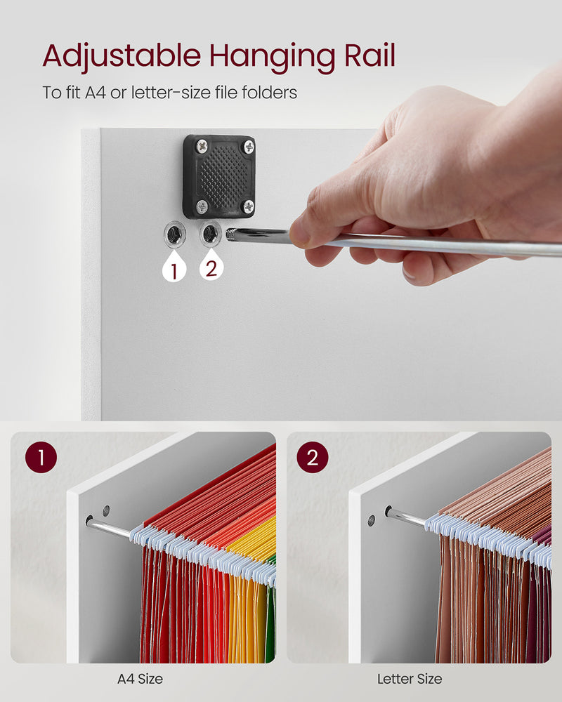 White 3 Drawer File Cabinet with Lock and Smooth Wheels for Home Office by Vasagle