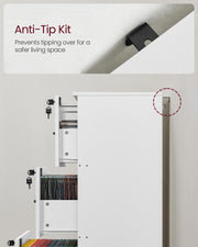 White 3 Drawer File Cabinet with Lock and Smooth Wheels for Home Office by Vasagle