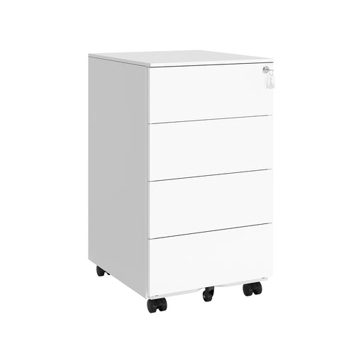 Lockable White Mobile Filing Cabinet with 4 Drawers for Office Storage by Songmics