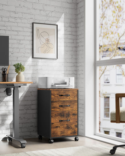 Rolling File Cabinet with 3 Drawers and Lockable Wheels for Home Office Storage by Vasagle