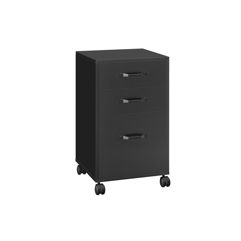 Black Rolling File Cabinet with 3 Drawers and Lockable Wheels for Office Storage by Vasagle