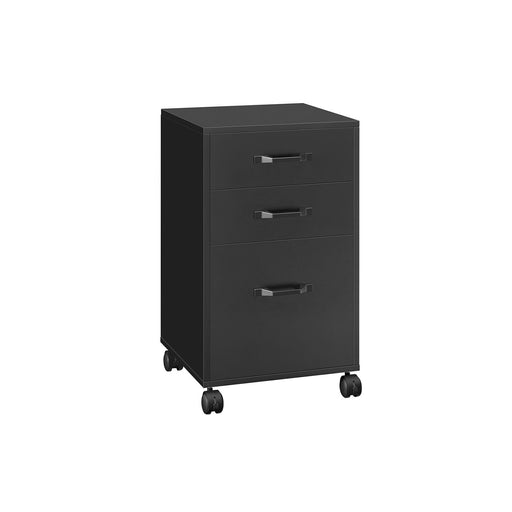 Black Rolling File Cabinet with 3 Drawers and Lockable Wheels for Office Storage by Vasagle