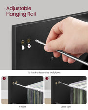 Black Rolling File Cabinet with 3 Drawers and Lockable Wheels for Office Storage by Vasagle