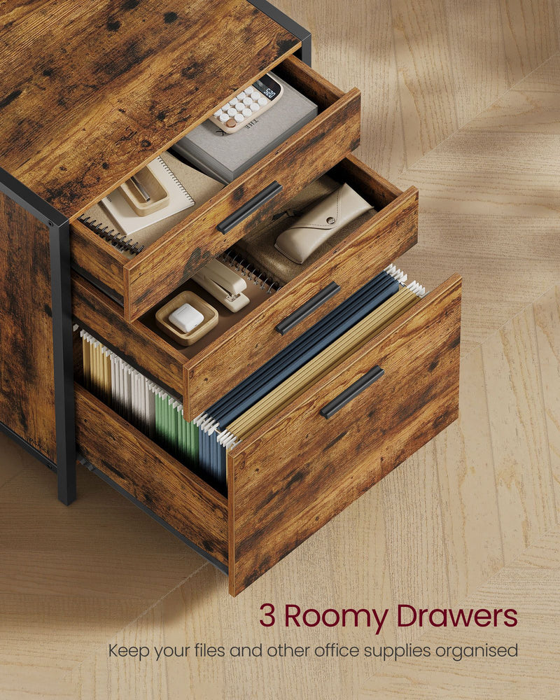 3 Drawer Filing Cabinet with Storage for Home Office Organisation and Documents by Vasagle