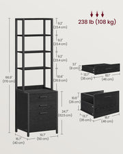 Black 3 Drawer Filing Cabinet with Adjustable Shelves for Home Office Storage by Vasagle