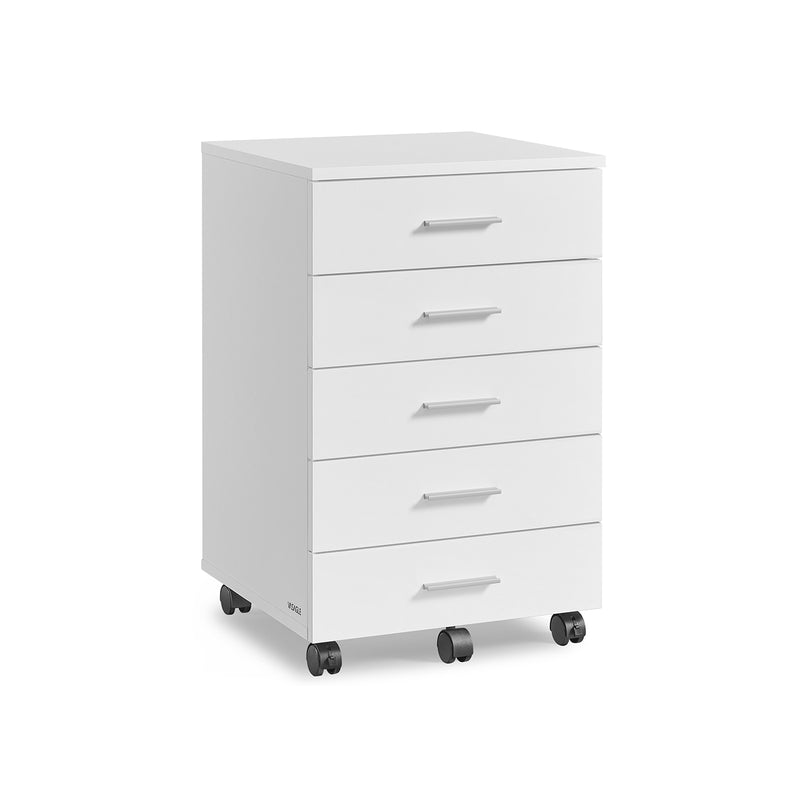 Wooden Rolling Filing Cabinet with Drawers and Lockable Wheels for Office Use by Vasagle