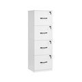 Tall Lockable Filing Cabinet For Secure Home Office Filing - White - 40x41x135cm VASAGLE
