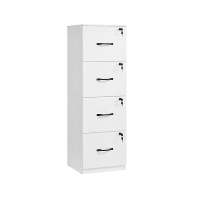 Tall Lockable Filing Cabinet For Secure Home Office Filing - White - 40x41x135cm VASAGLE