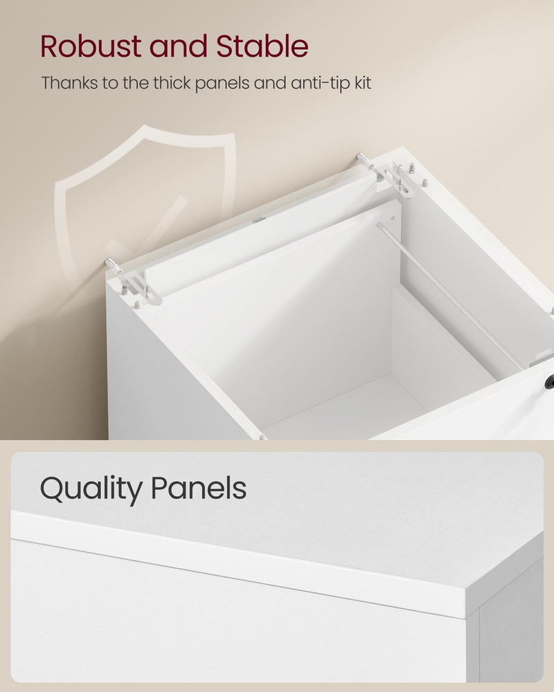 Tall Lockable Filing Cabinet For Secure Home Office Filing - White - 40x41x135cm VASAGLE