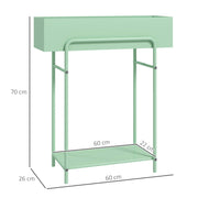 Green 2 Tier Metal Plant Stand with Drain Holes for Indoor and Outdoor Use by Outsunny