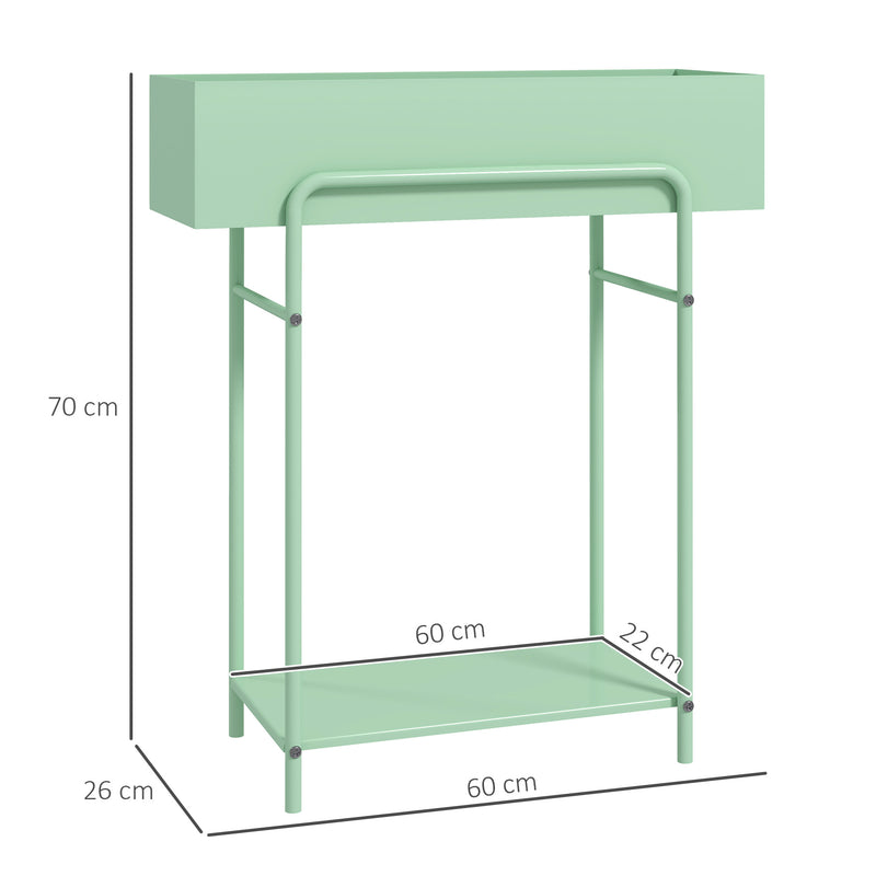 Green 2 Tier Metal Plant Stand with Drain Holes for Indoor and Outdoor Use by Outsunny