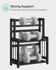 3 Tier Spice Rack Organiser with Bamboo Frame in Ebony Black for Countertops by Songmics