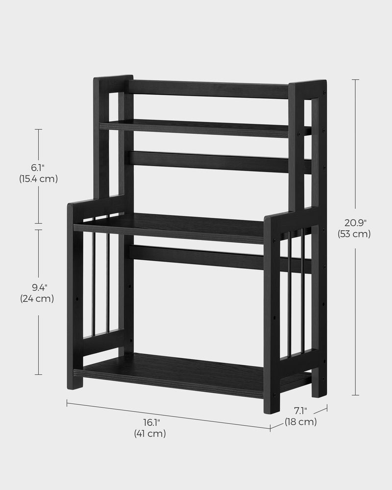 3 Tier Spice Rack Organiser with Bamboo Frame in Ebony Black for Countertops by Songmics