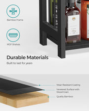 3 Tier Spice Rack Organiser with Bamboo Frame in Ebony Black for Countertops by Songmics