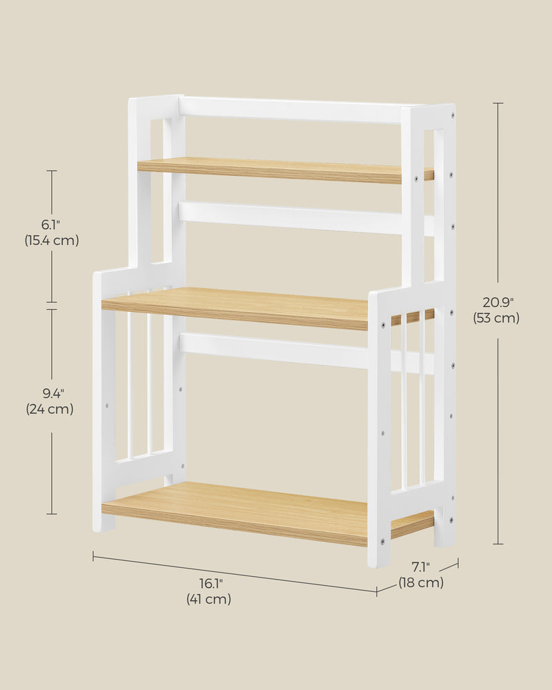3 Tier Bamboo Spice Rack for Kitchen Worktop with Natural Oak Finish by Songmics
