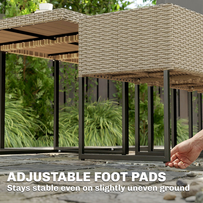 7-Piece Rattan Garden Dining Set with 6 Cushioned Chairs and Large Dining Table — Grey or Brown Outsunny