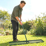 Lawn Levelling Rake with Wide Head for Smoothing Soil and Sand Green AOSOM