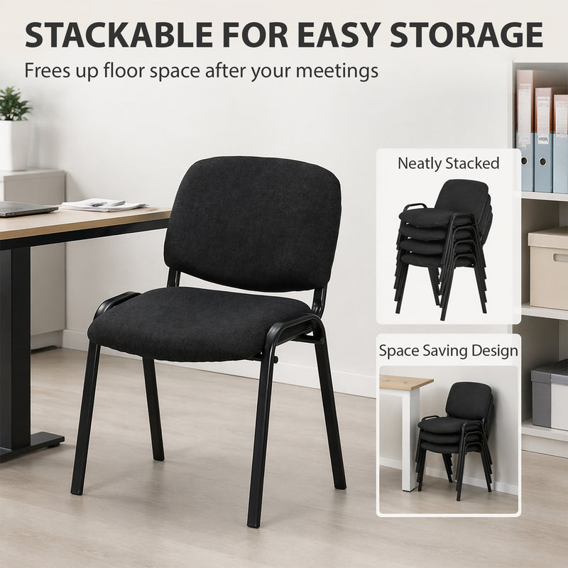 Stackable Office Visitor Chair for Easy Storage and Clutter-Free Workspace Black