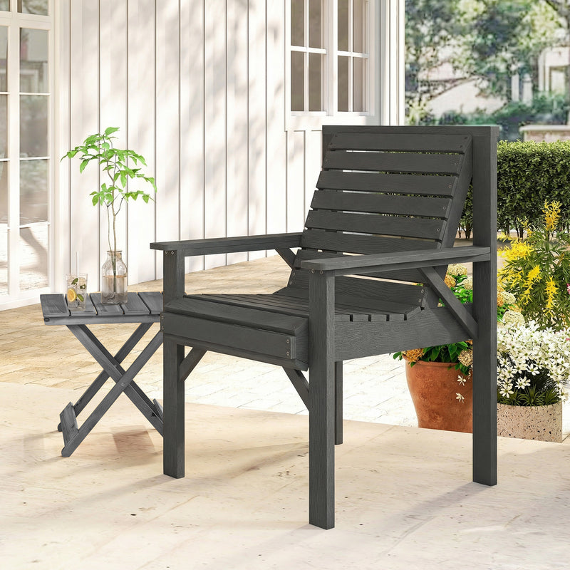 Garden Chair for Relaxing Outdoors with Curved Seat and Water Resistant Fir Wood Grey Outsunny