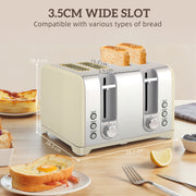 Retro Kettle and Toaster Set 3000W Fast Boil and Even Toasting Ideal for Breakfast Cream