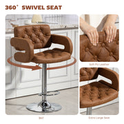 Height Adjustable Swivel Bar Stool With Backrest Armrests And Footrest For Home Bar Brown