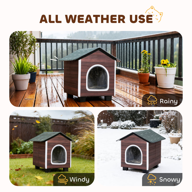 Insulated Outdoor Cat House With Waterproof Roof And Raised Base For Winter Comfort Red Brown