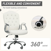 Velvet Feel Office Chair With Diamante Studded Backrest Ideal For Home Workspace, Cream