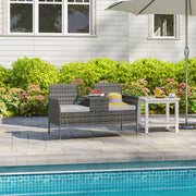 Charcoal Grey Two Seater Rattan Garden Chair with Middle Table for Garden or Patio by Outsunny