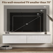 Wall Mounted High Gloss TV Unit With Storage For TVs Up To 70 Inches, White