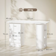 Computer Desk With Drawers and 3 Storage Shelves for Home Office Workstation, White