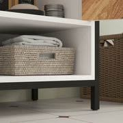 Cream White Under Sink Bathroom Cabinet with Herringbone Doors by HOMCOM