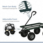 Heavy Duty Garden Trolley Cart With Pneumatic Wheels And Steel Frame For Outdoor Use Green AOSOM