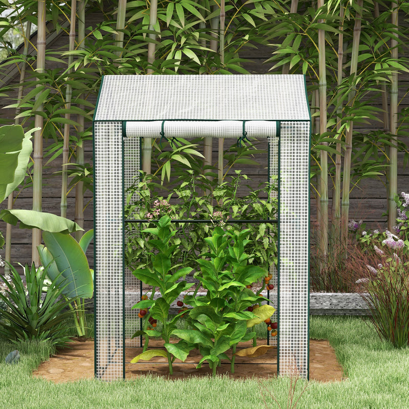 Mini Greenhouse With Roll Up Doors Ventilation And Reinforced Cover For Small Gardens Green AOSOM
