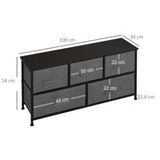 Grey Chest of 5 Fabric Drawers with Wooden Top for Bedroom and Living Room by HOMCOM