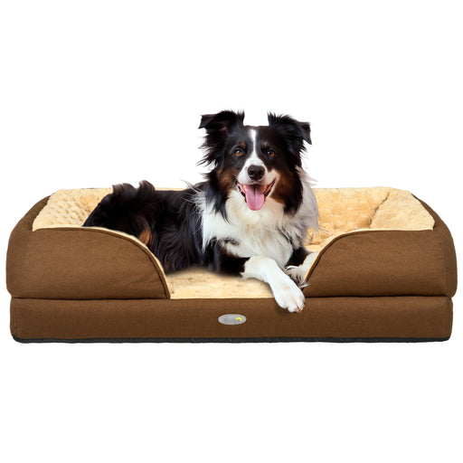 Calming Dog Bed Mattress for Medium Dogs with Removable Cover and Anti Slip Base Brown
