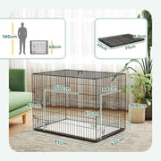 Foldable Dog Crate with 2 Doors Tray and Soft Cushion for Medium Large Dogs Black by PawHut