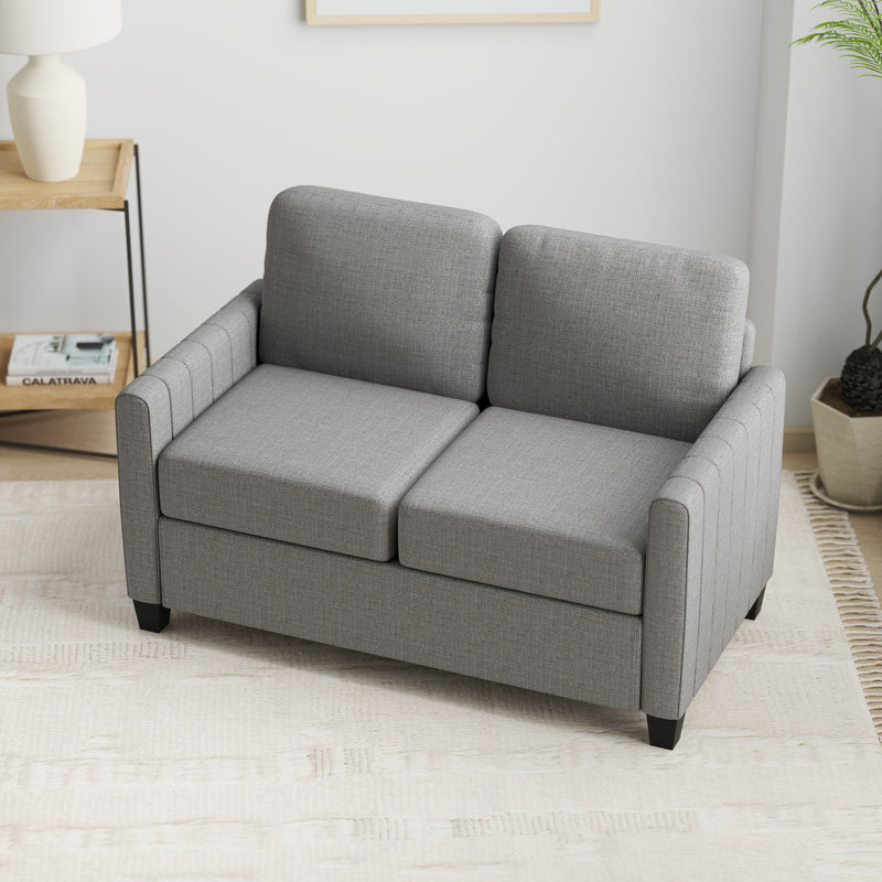 Light Grey 2 Seater Fabric Sofa Comfy Upholstered Loveseat with Spring Cushion by HOMCOM