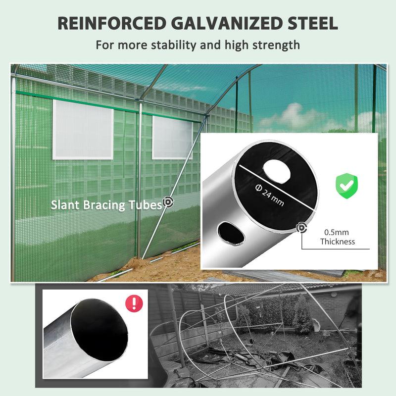 9.8 x 6.6ft Walk-In Polytunnel Greenhouse for All-Season Gardening by Outsunny