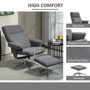 Recliner Chair With Ottoman for Home and Office, Dark Grey Velvet Feel by HOMCOM