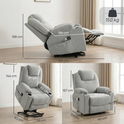 Riser Recliner Chair with Power Lift Massage and Heat for Easy Standing Light Grey AOSOM