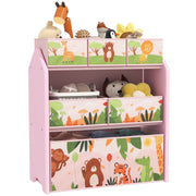 Pink 3-Tier Kids Toy Storage Unit with 6 Removable Boxes for Bedroom Playroom Nursery by AIYAPLAY