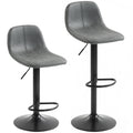 Adjustable Bar Stools Set of 2 with Swivel Seats and Floor Protection Grey AOSOM