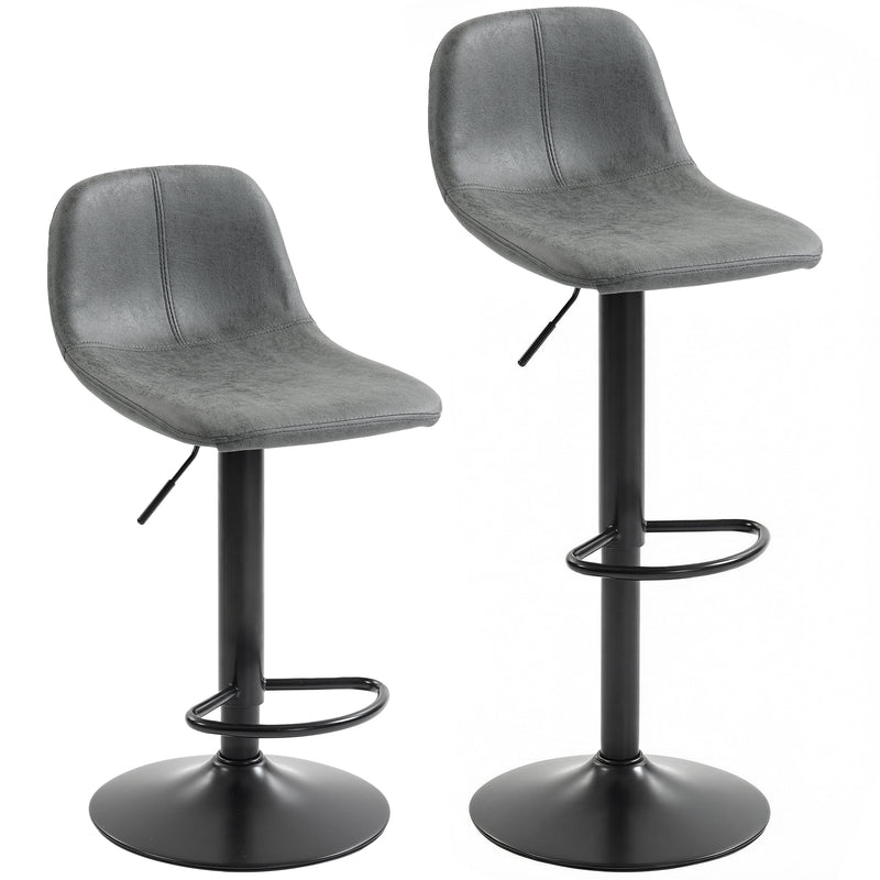 Adjustable Bar Stools Set of 2 with Swivel Seats and Floor Protection Grey