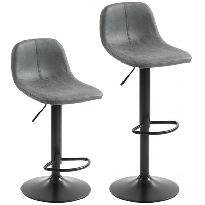 Adjustable Bar Stools Set of 2 with Swivel Seats and Floor Protection Grey AOSOM