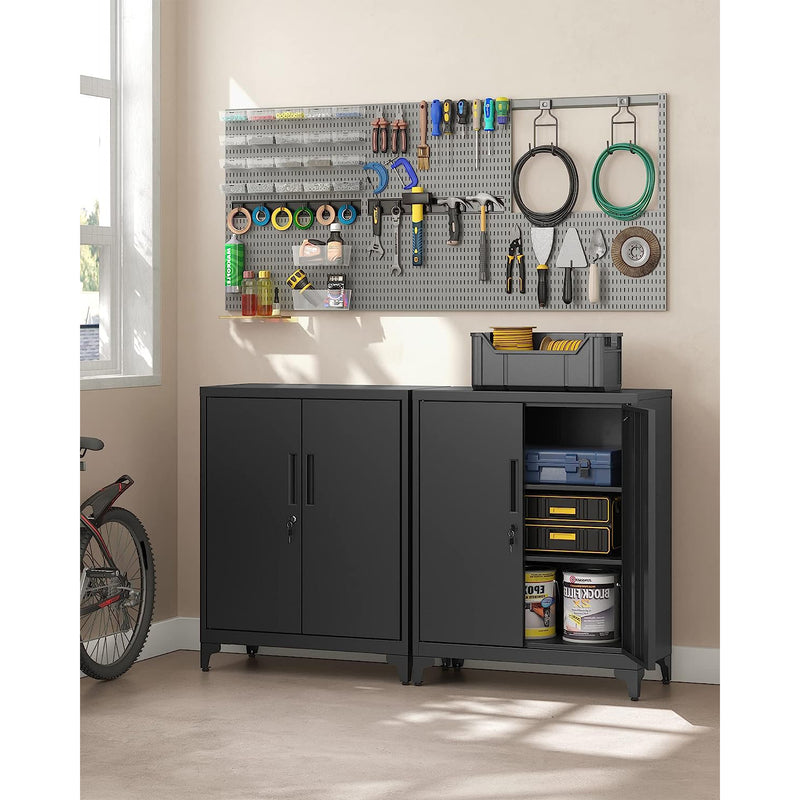 Metal Garage Storage Cabinet with Adjustable Shelves and Lockable Doors by Songmics