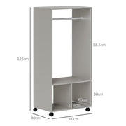 Grey Mobile Open Wardrobe with Clothes Rail and Storage Shelves by HOMCOM