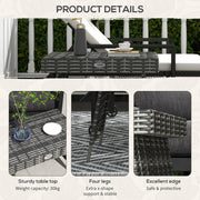Foldable Rattan Garden Side Table with Steel Frame Space Saving Patio Coffee Table
