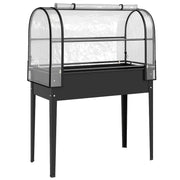 Raised Garden Bed with Clear Greenhouse Cover for Easy Gardening and Plant Protection Black Outsunny