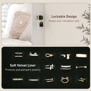 White Lockable Jewellery Cabinet with LED Lights and Black Lining 108 x 37cm by HOMCOM