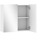 Wall Mounted Double Door Bathroom Cabinet With Mirror And Storage Shelves, White AOSOM